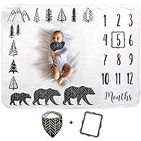 Bears Baby Monthly Milestone Blanket | | 1 to 12 Months | Premium Extra Soft Fleece | Best Photography Backdrop Prop for Newborn Boy & Girl (Bears Blanket)