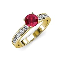 Ruby & Natural Diamond (SI2-I1, G-H) Engagement Ring 1.95 ctw 14K Yellow Gold