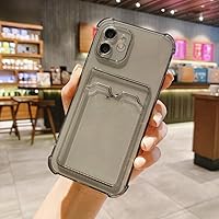 Wallet Card Clear Case for iPhone 15 14 11 12 13 Pro Max X XR XS Max 7 8 14 Plus SE 2020 Cover,Gray,for iPhone 12pro max