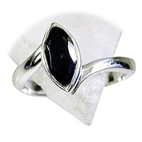 Genuine Black Onyx Ring Sterling Silver Marquise Shape Astrology US 4,5,6,7,8,9,10,11,12