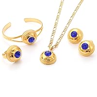 NA Ethiopian Gold Color Necklace Bracelet Earring Ring Pendant Eritrea Habesha African Jewelry Sets