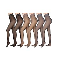 6 Pcs Fleece Lined Tights Women Winter Translucent Legging Thermal Sheer Tights Warm Pantyhose for Women Girl