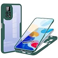 Case Compatible for Xiaomi Redmi Note 11 Pro 4G/5G/11Pro Plus 5G/11E Pro, 360° Full Body Protection Military-Grade Shockproof TPU Phone Cover with Screen Protector - Blackish Green