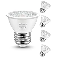 PAR16 LED Short Neck Recessed Spotlight Bulb, 6W(60W Equivalent) Curio Cabinet Light Bulb, Flicker-Free, 600 Lumens, Soft White 2700K, E26 Medium Base, Non-Dimmable, 4-Pack