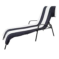 SUPERIOR Classic Lounge Chair Cover Towel, Premium Cotton Oversized Slip Indoor/Outdoor Cabana Stripe Cushion Accent, for Patio Chaise Seat Lounge Chair Cover, 32
