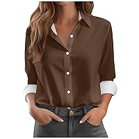 Womens Casual Tops,Plus Size Long Sleeve Fit Regular Solid T Shirt Button Down Trendy Blouse Outdoor 2024 Tee