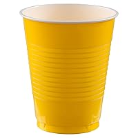 amscan Disposable Plastic Cups - 18 oz. | Yellow | 50 Pcs.