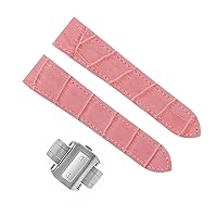 Ewatchparts 20MM LEATHER STRAP BAND COMPATIBLE WITH 32MM CARTIER SANTOS 100 W20107X7 MIDSIZE CLASP PINK