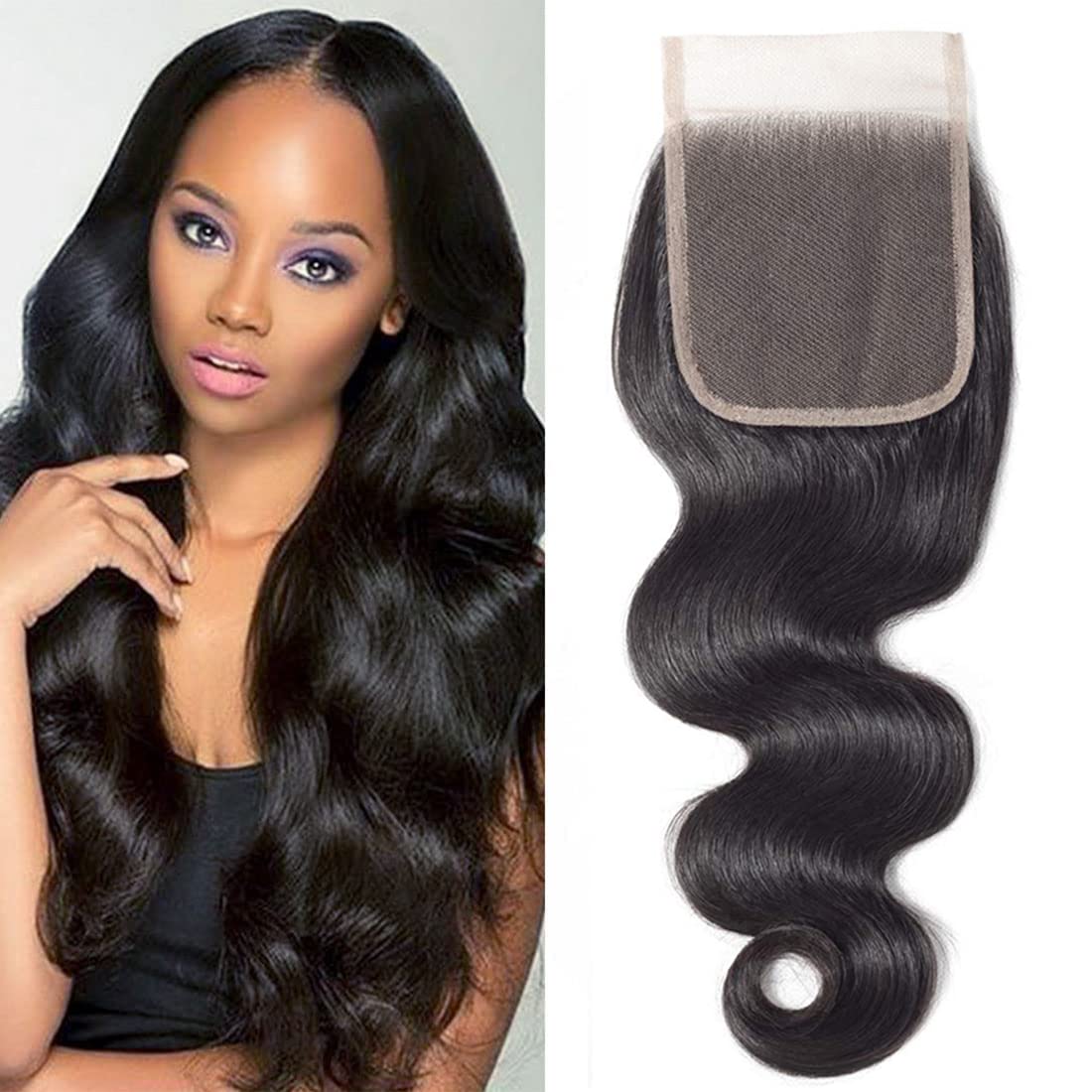 DMS Body Wave Closure Human Hair Lace Closure 4x4 Free Part Lace Closure 12A Brazilian Virgin Human Hair Top Swiss Lace Closure (8Inch) …