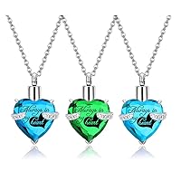Heart Cremation Urn Necklace for Ashes Urn Stainless Steel Keepsake Waterproof Memorial Pendant Always In My Heart With Funnel Kit (Purple, Blue, Red, Green, 4)