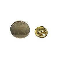 Gold Toned Etched Round Basketball Lapel Pin