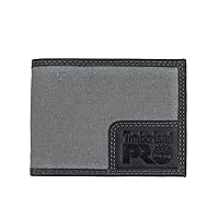 Timberland PRO Men's Canvas Leather RFID Billfold Wallet with Back Id Window