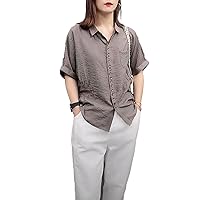 Women's Shirts are Loose and Slim Casual and Fashionable Plus Size Short Sleeves and Sun-Proof Shirts in Summer