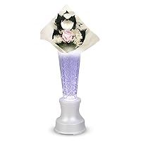 Tomoshibi Pearl White Preser, No. 2, Rose Pink x 1 O-Bon Flower Stand Vase Crystal Lamp LED Type L-2, 高さ43㎝・径10㎝(花含む), Silver