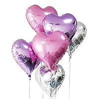 18 inch Heart Shape Foil Balloons, 30pcs Purple Pink Silver Heart Mylar Balloons for Birthday Wedding Engagement Holiday Baby Show Valentine's Day Party Decorations