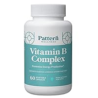 Pattern Wellness Vitamin B Complex Supplement - Complete Dose of Essential B Vitamins - Cognitive & Cell Support - 3rd Party Lab Tested - 60 Capsules