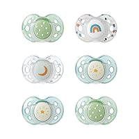 Tommee Tippee Nighttime pacifiers, 18-36 months, 6 pack of glow in the dark pacifiers with symmetrical silicone baglet