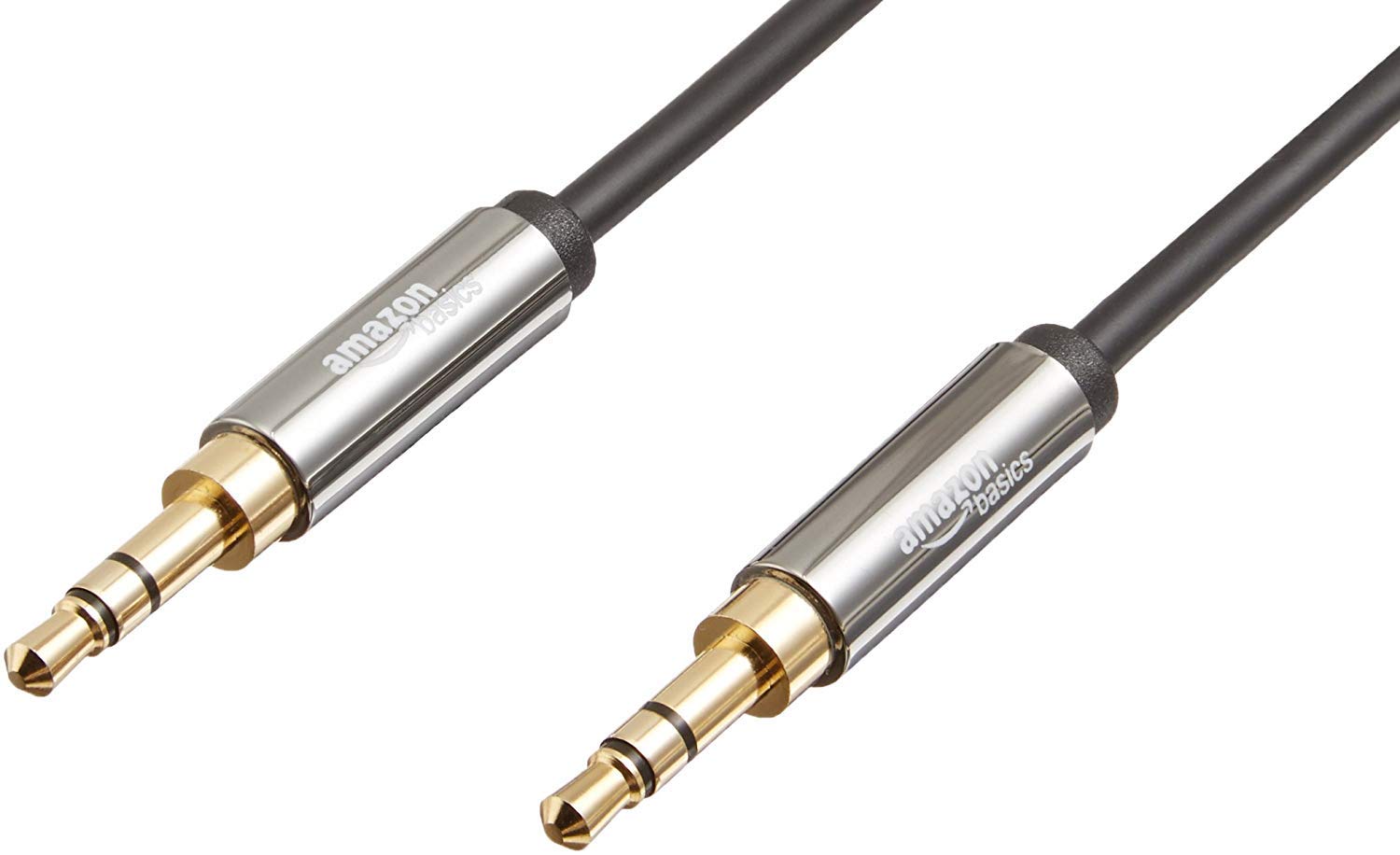 Amazon Basics 3.5mm Aux Audio Cable for Stereo Speaker or Subwoofer with Gold-Plated Plugs, 8 Foot, Black