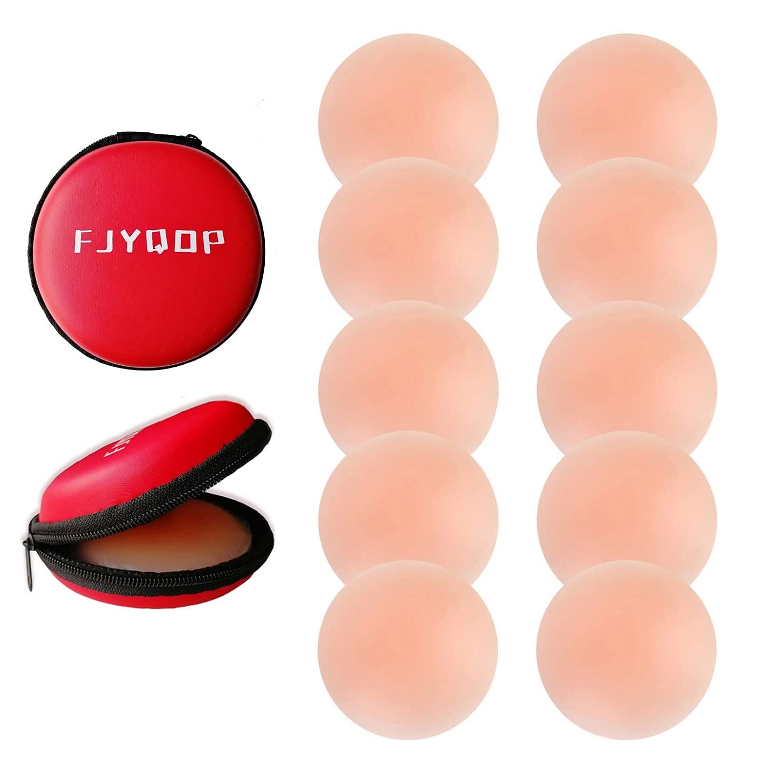 FJYQOP Silicone Nipple Covers - 5 Pairs, Women's Reusable Adhesive Invisible Pasties Nippleless Covers Round