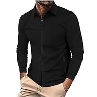 Zip Up Sweatshirt Men Solid Color Stand Collar Elastic Cardigan Coats Fashion Slim Fit Shirt With Pockets Thin Coat