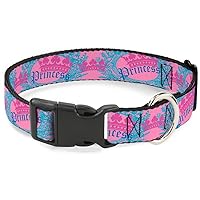 Plastic Clip Collar - Crown Princess Oval Pink/Turquoise - 1.5