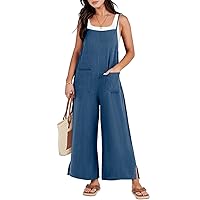 Baggy Jumpsuits For Women, Jumpsuit Casual Loose Linen Wide Leg Overalls Long Pants Beach Vacation, S XXL