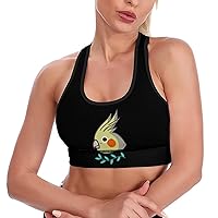 Cute Cockatiel Head Breathable Sports Bras for Women Workout Yoga Vest Underwear Crop Tops Gym