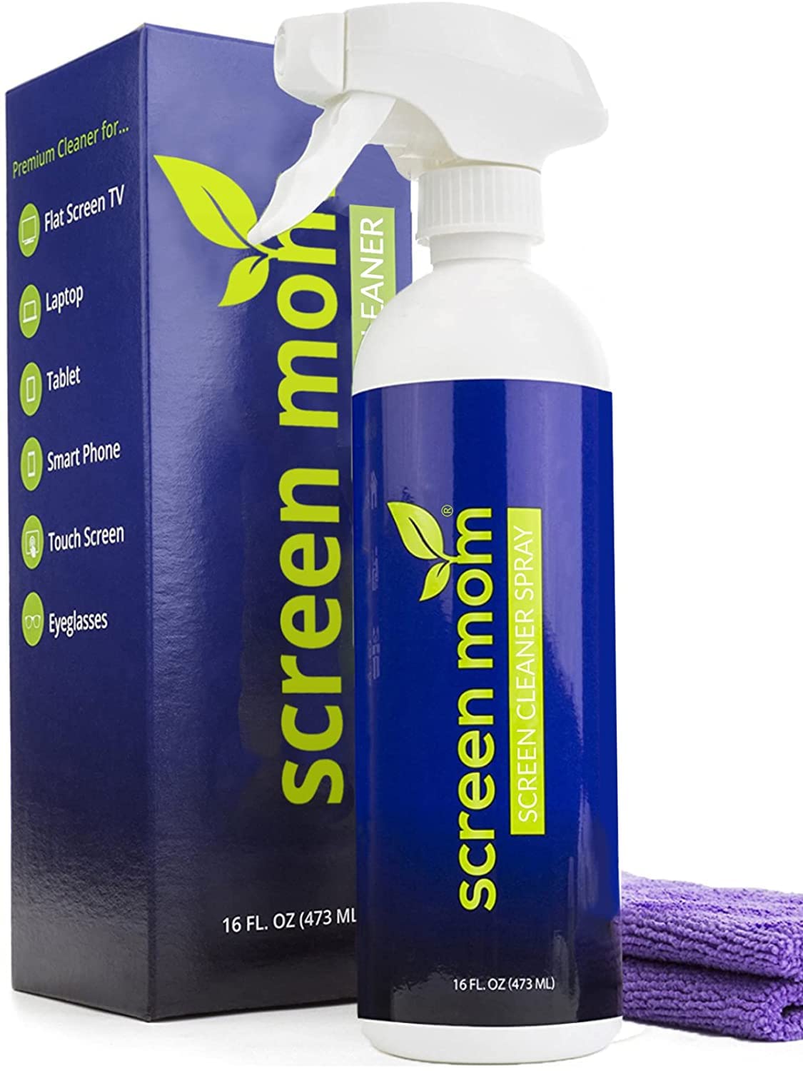 Screen Cleaner Kit - Best for LED & LCD TV, Computer Monitor, Laptop, and iPad Screens – Contains Over 1,572 Sprays in each Large 16 ounce Bottle – includes Premium Microfiber Cloth