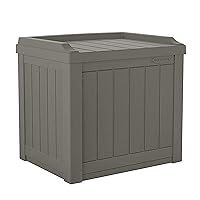 Suncast 22 Gallon Indoor or Outdoor Backyard Patio Small Storage Deck Box with Attractive Bench Seat and Reinforced Lid, Stone Gray
