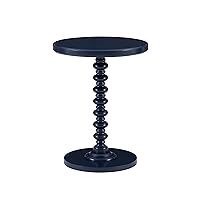 Navy Blue Tarkin Round Turned Spindle Pedestal Side Accent Table