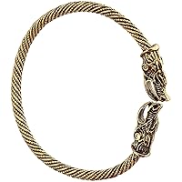 Men's Double Head Dragon Bracelet, Adjustable Gold Splitter Cuff Stainless Steel Cool Polished with Twisted Arm Ring Cable Bracelets