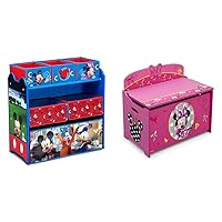 Disney Mickey Mouse 6 Bin Design and Store Toy Organizer & Deluxe Toy Box, Disney Minnie Mouse