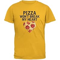 Pizza Won't Break My Heart Gold Adult T-Shirt - X-Large