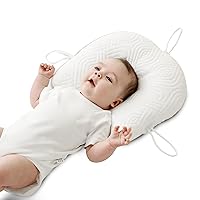 Newborn Pillow Adjustable Baby Head Pillow Soft and Breathable Baby Pillows for Sleeping Ergonomic Design Washable (3#White)