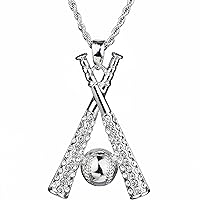 Iced Out Pendant Baseball and Baseball Bats Necklace Hip Hop Iced Out Chain Sports Pendant Rap Punk Rock Clubs Disco Diamond Bling boys jewelry Cuban Link chain for men sports gifts for boys things for teens girls