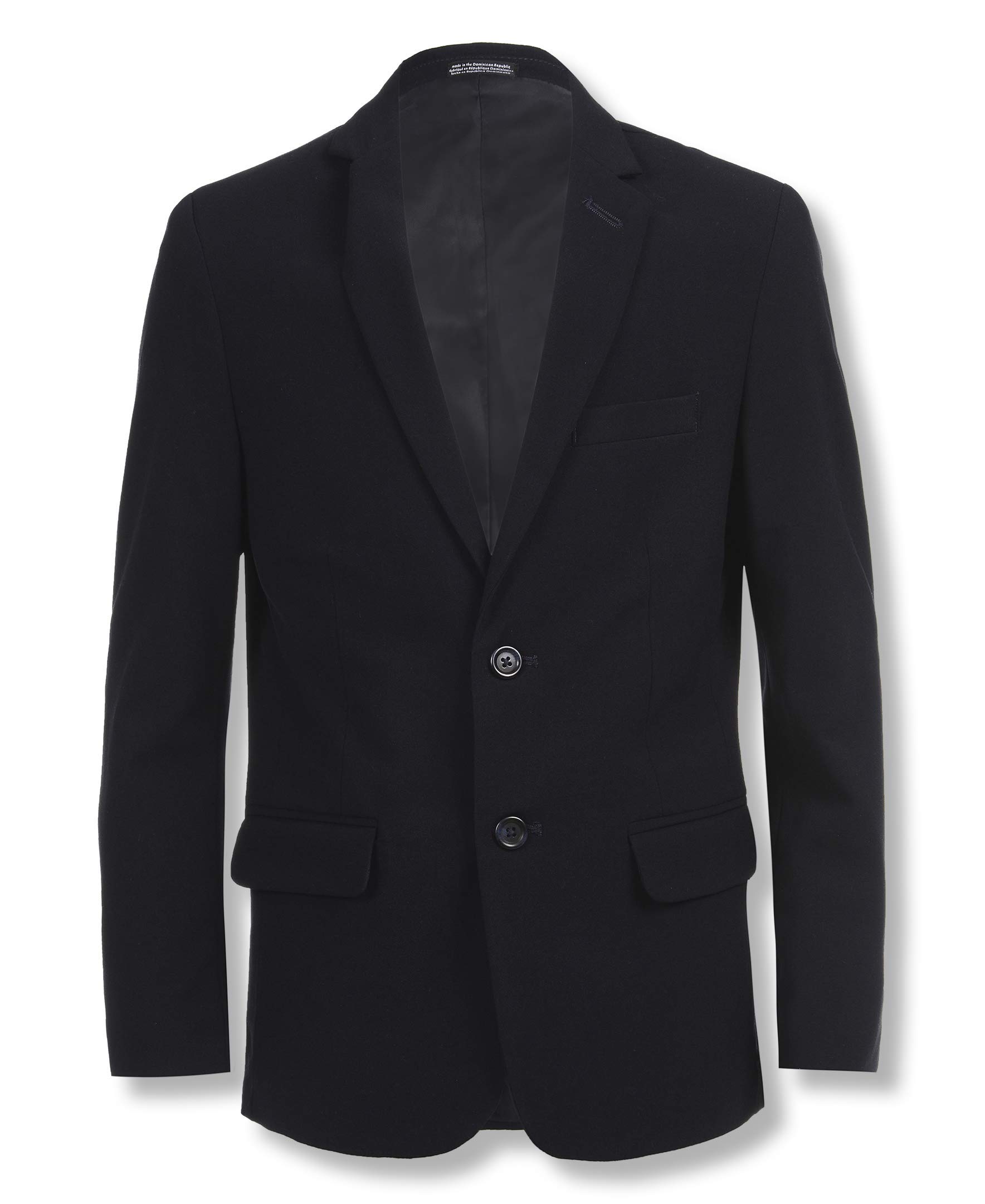 Calvin Klein Boys' Bi-Stretch Blazer Suit Jacket, 2-Button Single Breasted Closure, Buttoned Cuffs & Front Flap Pockets