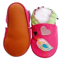 Leather Baby Soft Sole Shoes Boy Girl Infant Children Kid Toddler Crib First Walk Gift Tree&Bird Pink