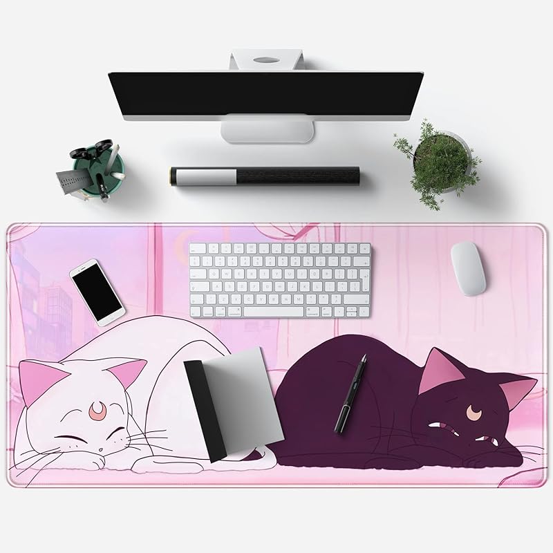 Mua Desk Pad Pink Anime White Cat Black Cat Gaming Mouse Pad Large, Desk Office  Decor Exclusive Beautiful Girls Mouse Pad for Women Desktop with Stitched  Edges Non-Slip Rubber Computer Mat 31.5x15.7