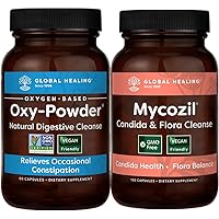 Global Healing Center Mycozil & Oxy-Powder Kit - Vegan Supplement Support Detox of Candida & Harmful Organisms for Gut Health, Oxygen Based Colon Cleanser of Intestinal Tract - 180 Capsules Total
