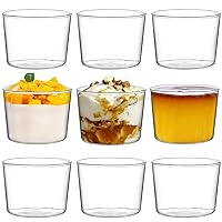 yarlung 9 Pack Small Glass Dessert Bowls, 8 Oz Custard Cup Clear Pudding Cup, Tasting Glasses Prep Bowls for Parfait, Ice Cream, Party Birthday