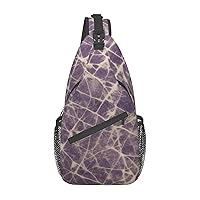 Purple Marble Pattern Cross Chest Bag Diagonally Multi Purpose Cross Body Bag Travel Hiking Backpack Men And Women One Size
