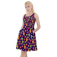 CowCow Womens Vegetable Organic Food Yellow Corn Stalk Print Casual Knee Length Skater Dress with Pockets, XS-5XL