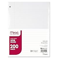 Mead Loose Leaf Paper, Notebook Paper, Wide Ruled Filler Paper, Standard, 8 x 10.5, 200 Sheets (15200) White