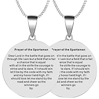 2PCS Solid Steel Laser Engraved Prayer Of The Sportsman Athletes Sports Prayers Mens Womens Pendant Necklace Chain