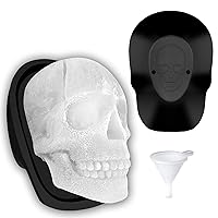 Extra Large 3D Skull Ice Cube Mold Silicone Ice Molds for Whiskey Skull Ice Cube Trays with Funnel for Big Mouth Cup Skull Ice Maker with Resin Chocolate sugar Whiskey Ice Mold for Parties (1 Pcs)