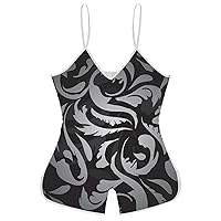 Elegant Floral Funny Slip Jumpsuits One Piece Romper for Women Sleeveless with Adjustable Strap Sexy Shorts