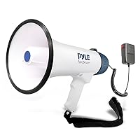 Pyle Compact Portable PA Megaphone Speaker - 50W Handheld Bullhorn with LED Flashlight, Alarm Siren, Adjustable Volume, Detachable Microphone, Battery Powered for Indoor & Outdoor Use