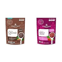 Navitas Organics Cacao Nibs (8 oz.) and Goji Berries (4 oz.) Bundle — Organic, Non-GMO, Fair Trade
