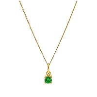 Gold Plated Sterling Silver 4mm Emerald CZ Birthstone Necklace 14-32 Inches