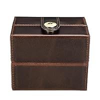 Luxurious Full-Grain Leather Watch Box, Handcrafted, Shock-Resistant Storage for Elegant Timepiece Preservation,Coffee